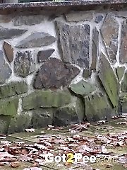 15 pictures - Blonde babe pees like a sprinkler outside