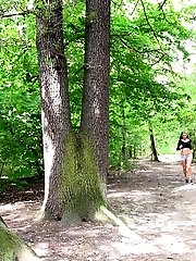 15 pictures - Woodland pissing for seriously hot brunette babe