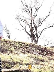 15 pictures - Cute blonde in glasses squats to piss outside