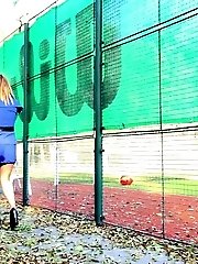 15 pictures - Brunette squats low to piss outside