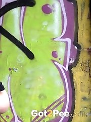 15 pictures - Closeup outdoor pissing for pretty Eurobabe