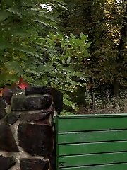 15 pictures - Dark haired babe squats to piss outside