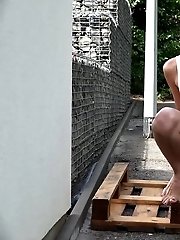 15 pictures - Dark haired babe suffers severe piss desperation