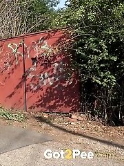 15 pictures - Hot blonde Naomi squats on the road to piss