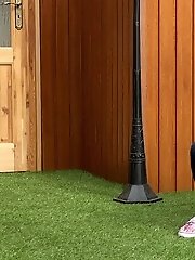 15 pictures - Pretty European relieves herself in plant pot