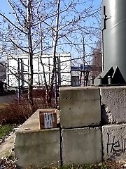 15 pictures - Brunette with long hair pisses in public view