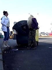15 pictures - Two girlfriends piss in public next to bus stop