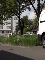 15 pictures - Pretty teen pees in public on busy road