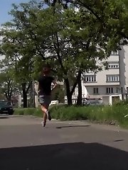 15 pictures - Pretty teen pees in public on busy road