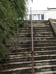 15 pictures - Cute girl in sneakers pisses on steps