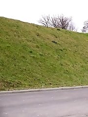 15 pictures - Chubby redhead leaves a puddle of piss behind