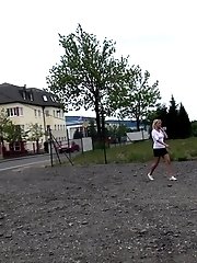 15 pictures - Cute girl pisses onto a pile of rubble