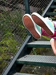 15 pictures - Gorgeous blonde is desperate to piss outside