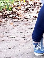 15 pictures - Sexy European makes a wet piss puddle outside