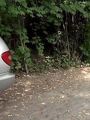 15 pictures - Dark haired babe squats outside and pisses