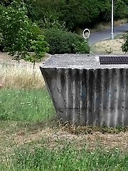 15 pictures - Brunette girl sprays her golden pee onto the grass