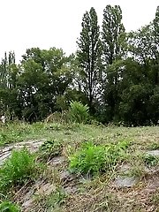 15 pictures - Brunette pisses outside on some steps