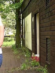 15 pictures - Gorgeous blonde pisses a massive stream of pee