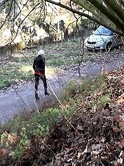 15 pictures - Hot blonde has a warm piss outside on steps