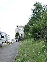 15 pictures - Outdoor pissing for hot babe in black denims