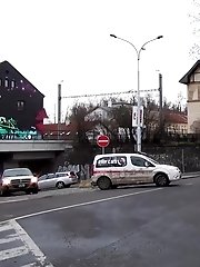 15 pictures - Dark haired babe pulls her panties while pissing