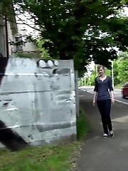 15 pictures - Blonde with pussy piercing pisses outside