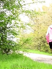 15 pictures - Public pissing for cute blonde European