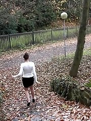 15 pictures - Babe with hairy pussy pisses down steps