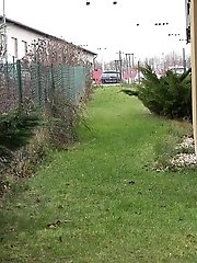 15 pictures - Dark haired European squats to piss in public