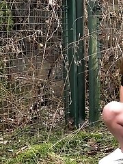 15 pictures - Brunette babe in glasses pisses on the ground