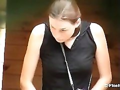 9 movies - Gorgeous gal recorded peeing in a shared bathroom with an intrigued spectator Part 3