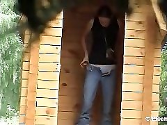 9 movies - Gorgeous gal recorded peeing in a shared bathroom with an intrigued spectator Part 3