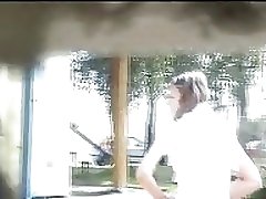 6 movies - Charming young lady with a fine physique recorded in a garden toilet Part 3