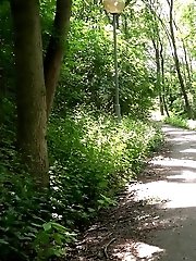 15 pictures - Outdoor pissing for blonde who is bursting to pee