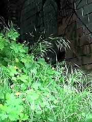 15 pictures - Beautiful dark haired teen pees on the soil