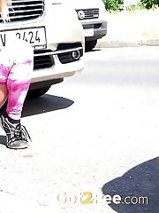 15 pictures - Public pissing for pretty blonde in the city