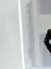 15 pictures - Gorgeous blonde in heels pisses inside