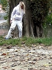 15 pictures - Hot blonde pees twice while being filmed