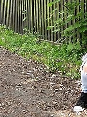 15 pictures - Gorgeous brunette leaves a wet patch of pee