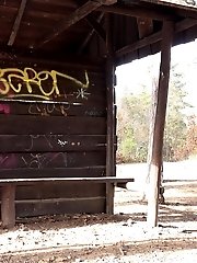 15 pictures - Brunette girl sprays her piss all over the ground