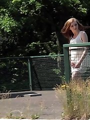 15 pictures - Outdoor pissing for a cute teen on a bridge