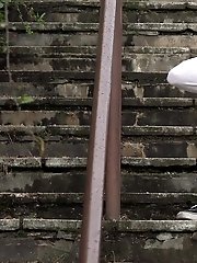 15 pictures - Cute girl in sneakers pisses on steps