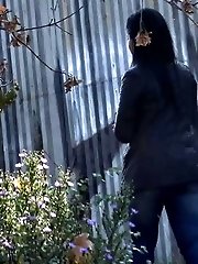 15 pictures - Closeup pissing for bursting raven haired babe