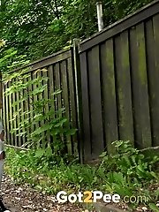 15 pictures - Gorgeous brunette leaves a wet patch of pee