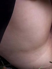 15 pictures - Chubby girl squats outside to piss in the woods