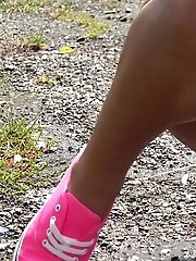 15 pictures - Gorgeous European babe relieves herself outside