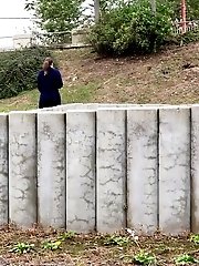 15 pictures - Messy piss puddle is left after outdoor pissing