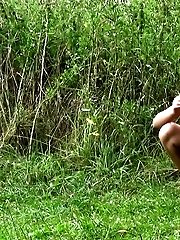 15 pictures - Topless blonde sunbather needs to piss