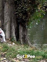 15 pictures - Hot blonde pees twice while being filmed