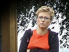 3 movies - Unsuspecting mama in glasses empties her bladder
